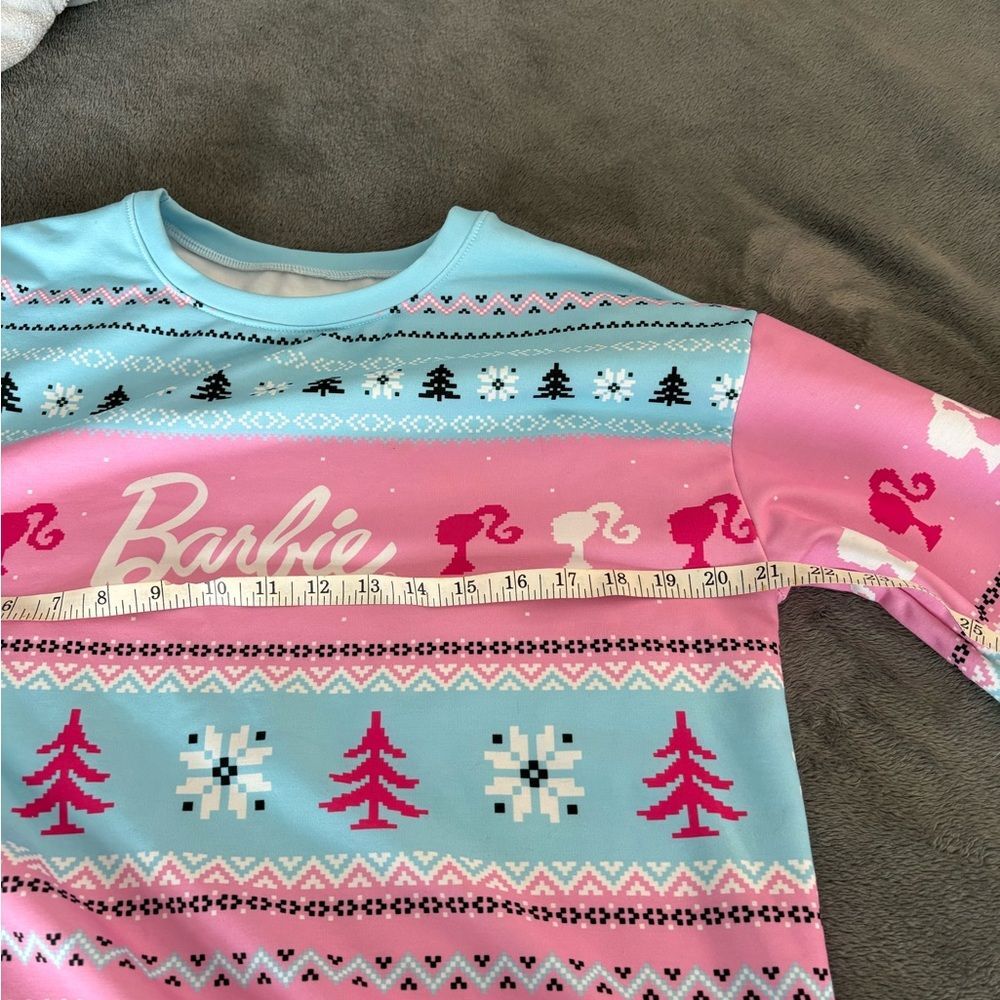 Barbie Pink Blue Fair Isle Christmas Sweater Cute Kawaii Holiday Pullover - Picture 3 of 8